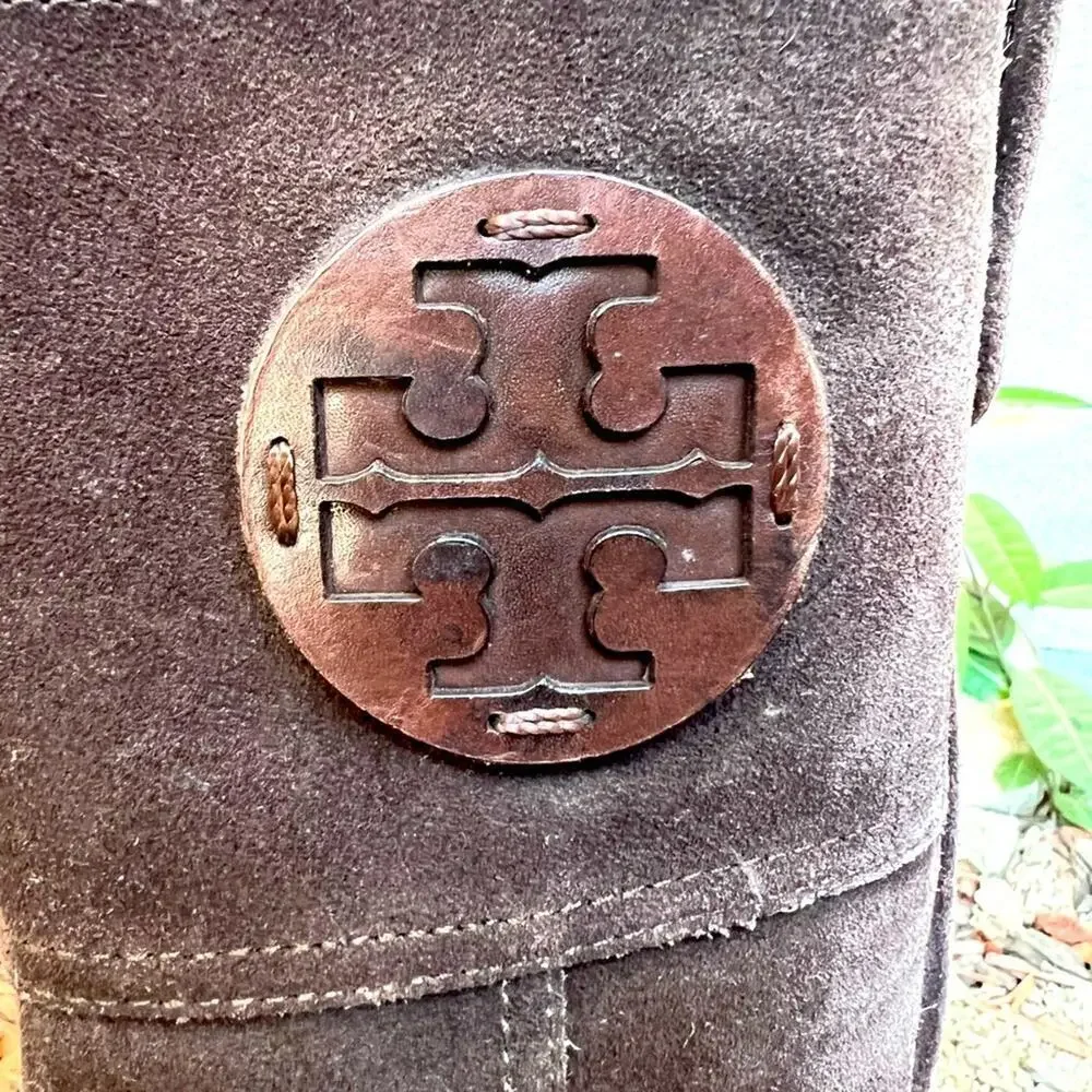 Tory Burch Y2K Brown Suede Leather Claudia Heeled Lug Sole Knee Boots Size 6